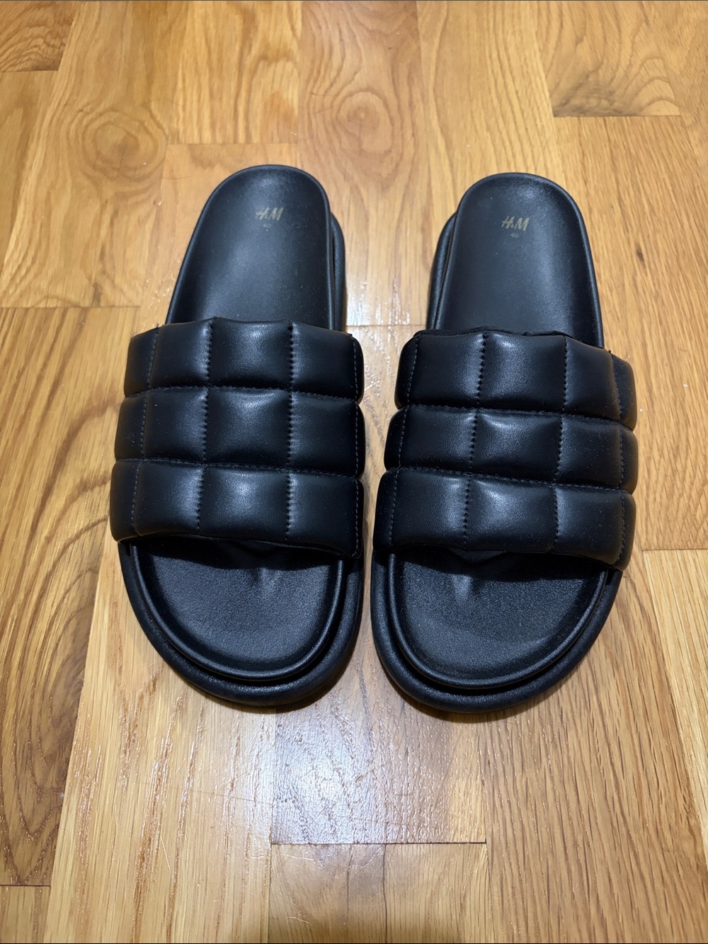 H&M Black Padded Slide Sandals